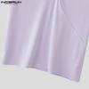 INCERUN Summer Men V Neck Short Sleeve Casual Fitted Rib Basics Tops T-shirts