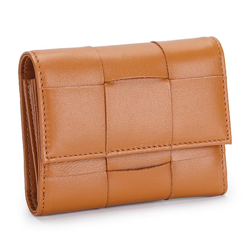 Sheepskin Knitted Three-fold Women's Wallet Fashionable Multifunctional Short Change Purse