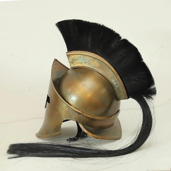Spartan Warrior Helmet with Black Crest Wearable Bronze Helmet Greek Corinthian Armor Medieval Cosplay Prop Gift