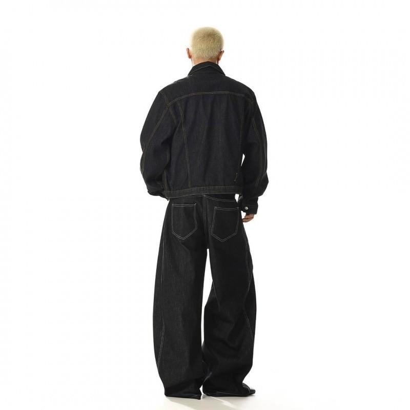 Mens Relaxed Fit Washed Denim Jacket With Multiple Pockets Casual Outerwear
