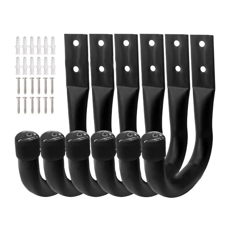 6pcs Wall Mount Hooks Large Metal Hooks Utility Garage Hooks for Garage Storage for Organizing Tool  Sports Equipment