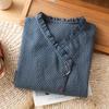 Women's Blue Cotton Plaid Long Sleeve Shirt - Stylish Autumn 2026