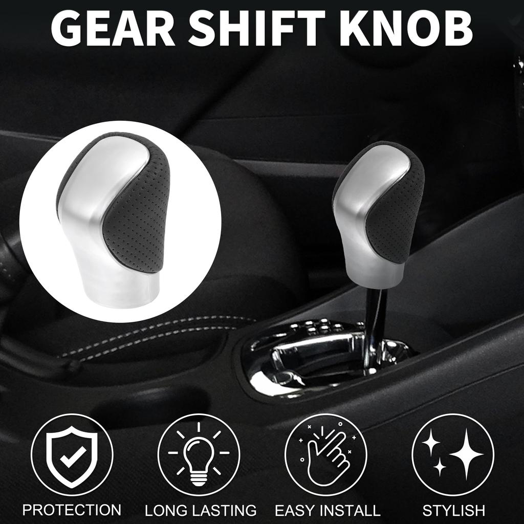 TUCKBOLD Automatic Manual Gear Shift Knob for Lexus ES350 Gearbox Stick Shifter Lever Black Silver Tone Plastic and Perforated Faux 1pc Knob,