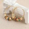 Boho Vintage Big Hoop Earrings for Women - Gold Plated Colorful Zircon Dangle Earrings  Accessories