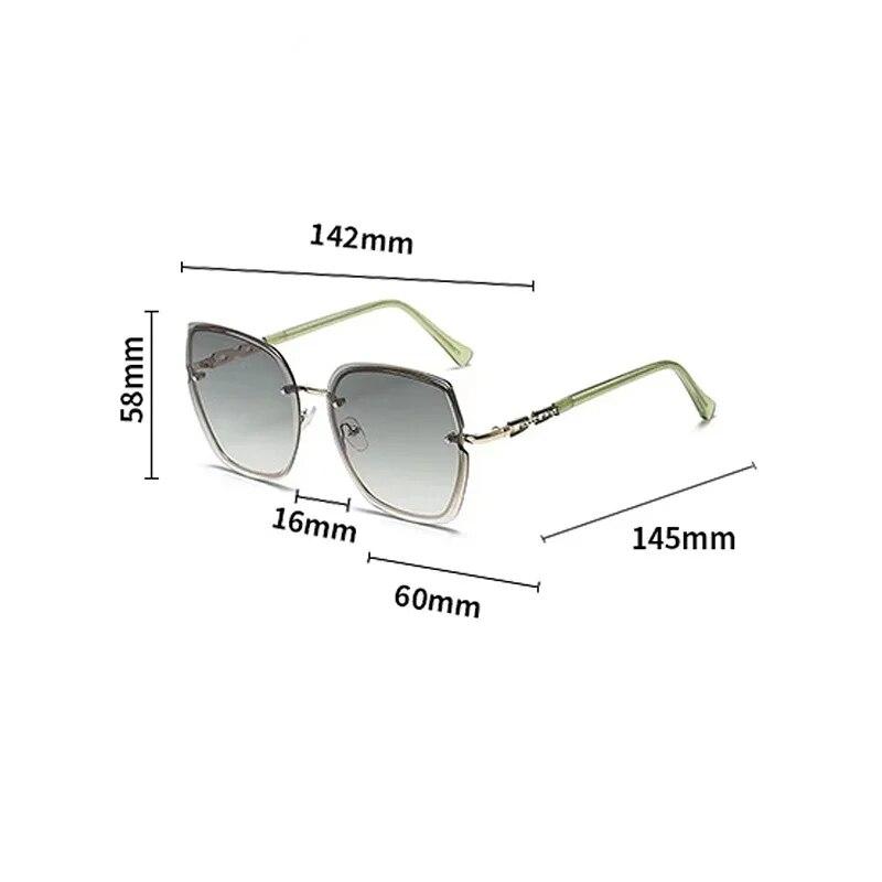 Occhiali Da Sole Donna Senza Montatura Con Strass – Forma Rettangolare, Protezione UV, Per Viaggi E Spiaggia (Bianco)
