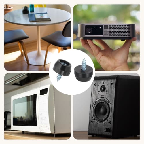 PATIKIL Rubber Furniture Feet Pads, 15x12x8mm, Anti-Vibration, Anti-Slip Bumpers, 3mm Screw-In Round Black Pads, for Electronics, Furniture, Cutting B