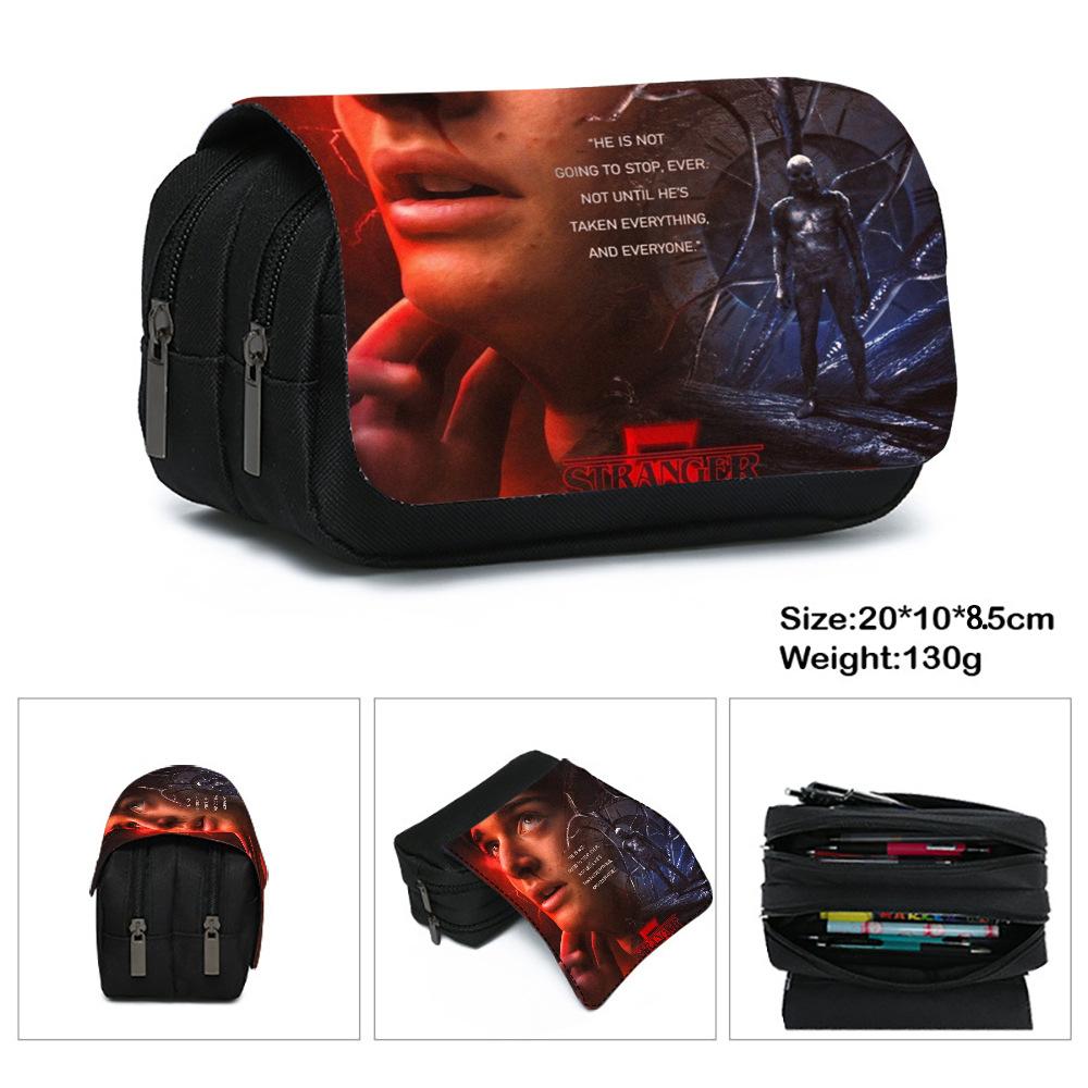 Stranger Things 5 Pencil Case, Large Capacity Multi-Layer Storage, Wear-Resistant Oxford Cloth Student Stationery Bag