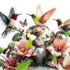 Kolibri-Brunnen Gartenstecker, 2D Acrylblumen und Kolibris Hofkunst-Stecker, Wasserdichte Außenbrunnen-Gartendekoration für Rasenpflanzer