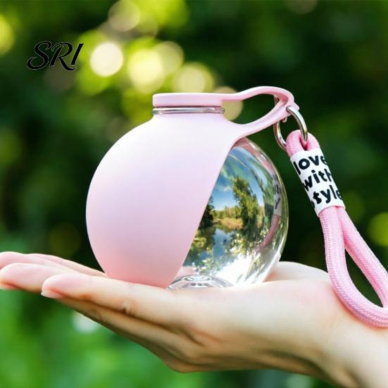 Ergonomic Pet Water Bottle Leak-Proof Portable Dog Ball with Foldable Silicone Bowl Leak-free Container 10oz Lightweight Dispenser for Travel