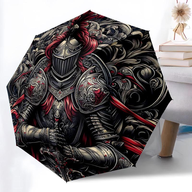 1pc Knight Armor Automatic Open/Close Umbrella Compact Folding Umbrella, All-Season Portable Umbrella for Women/Men044
