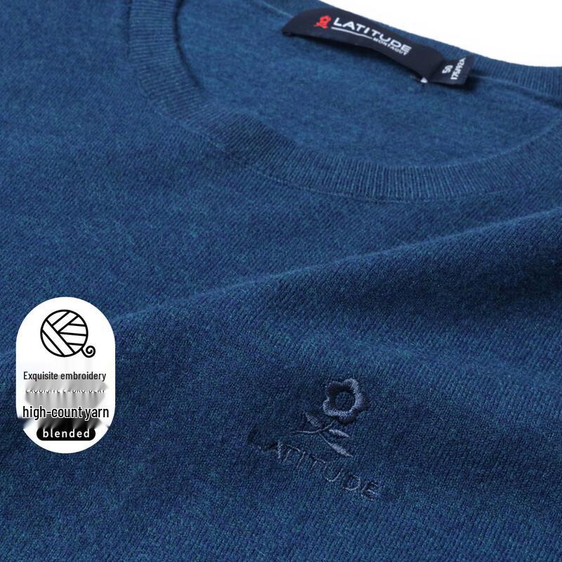 

MONTAGUT Men s Round Neck Embroidered Thickened Sweater 2XL