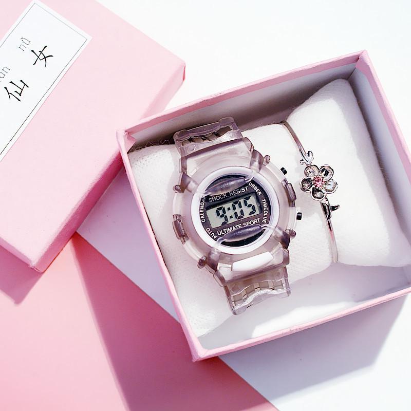 Ins – montre numérique pour enfants, montre étudiante, bracelet en Silicone coréen