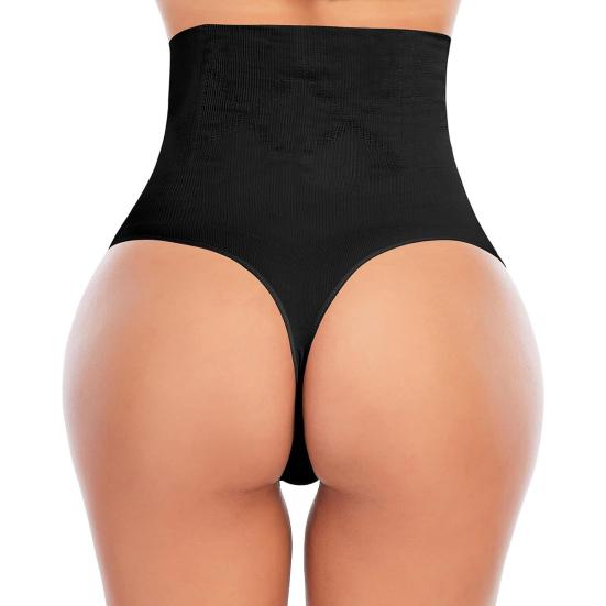 Women's High Waisted Thong Seamless No Show Tummy Control Underwear Sexy Breathable Body Shaper Panties