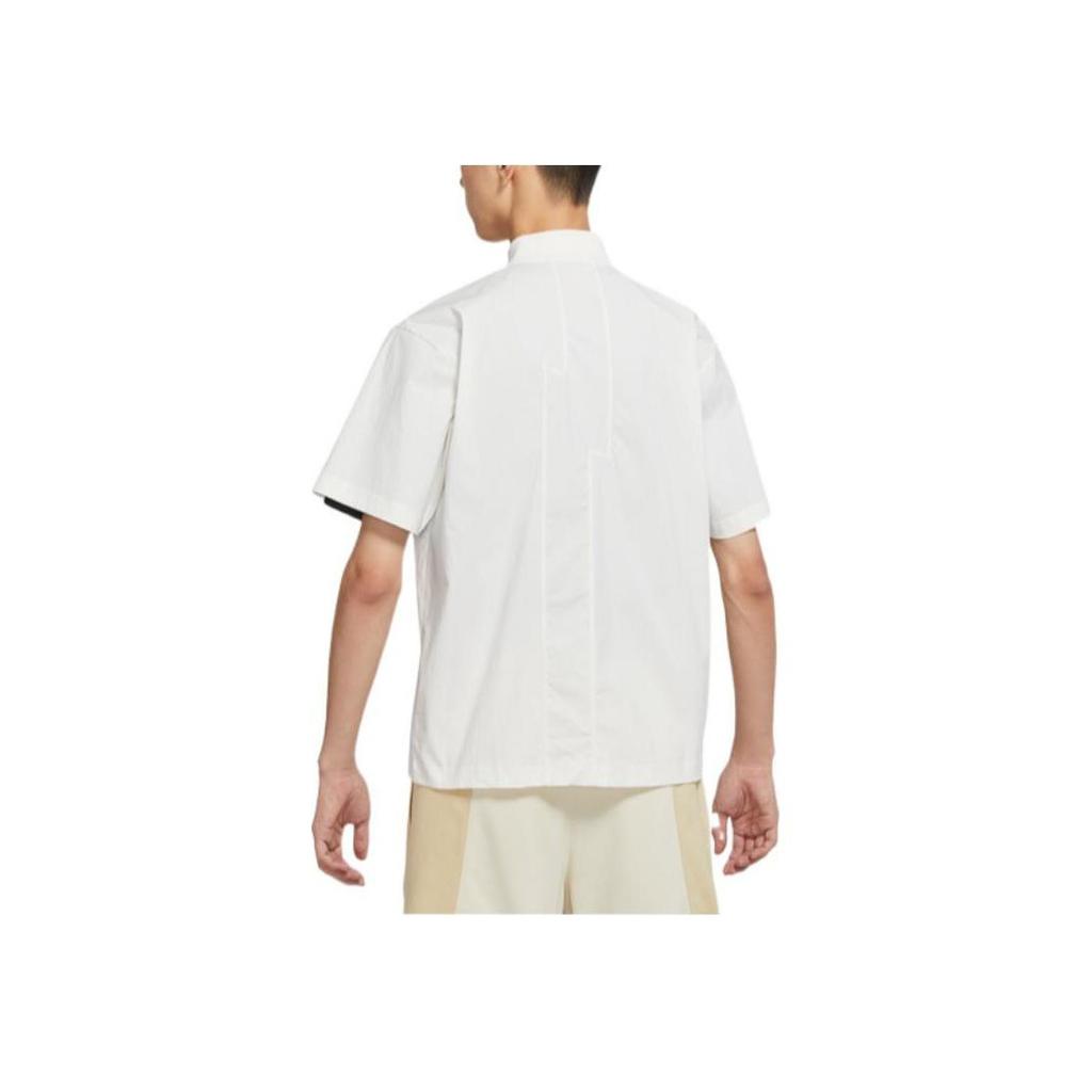 Jordan FW22 Solid Color Logo Print Zip-Up Short Sleeve Shirt Men Tops White DR2173-133