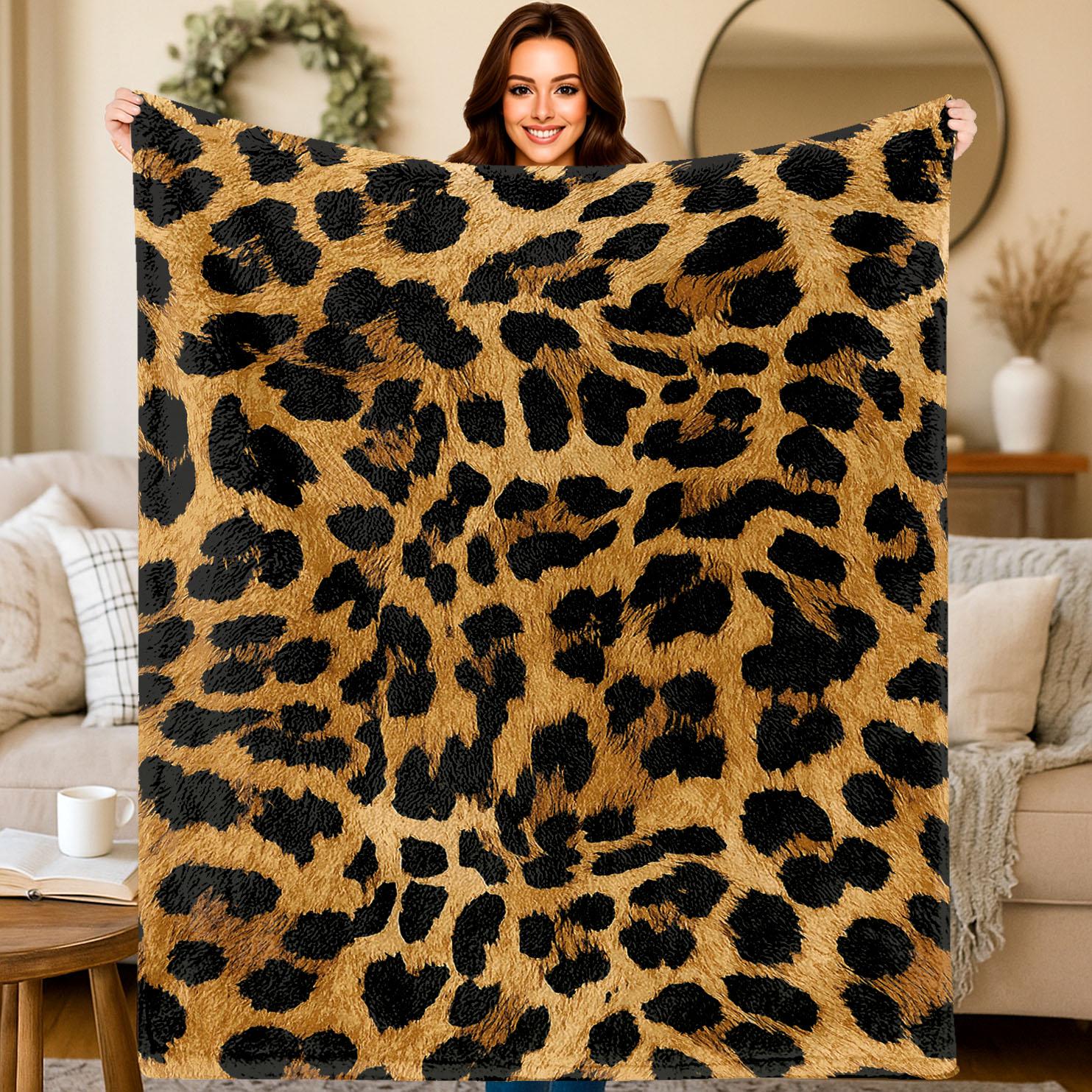 

Leopard Abstract Art Flannel Blanket AllSeason PetFriendly Washable Sofa Camping Gift 75x100cm (30x40inch)