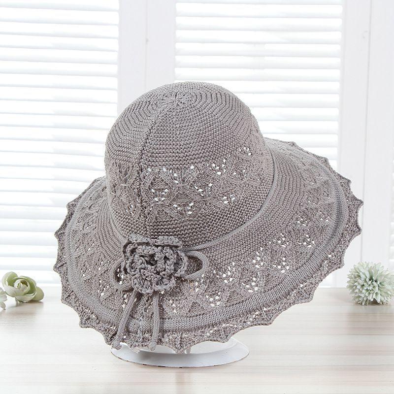 Women's Fringe Edge Crochet Sun Hat Wide Brim UV Protection Summer Hat with Bow Breathable Foldable Beach Hat