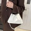Pure Color Faux Leather Shoulder Bag Women's Summer New Style Underarm Chain Crossbody Bag Soft Square Shape Polyester Lining KTB