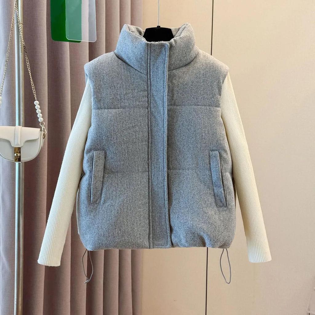 Women Autumn Winter Thick Warm Sleeveless Coat Outerwear Stand-up Collar Padded Waistcoat