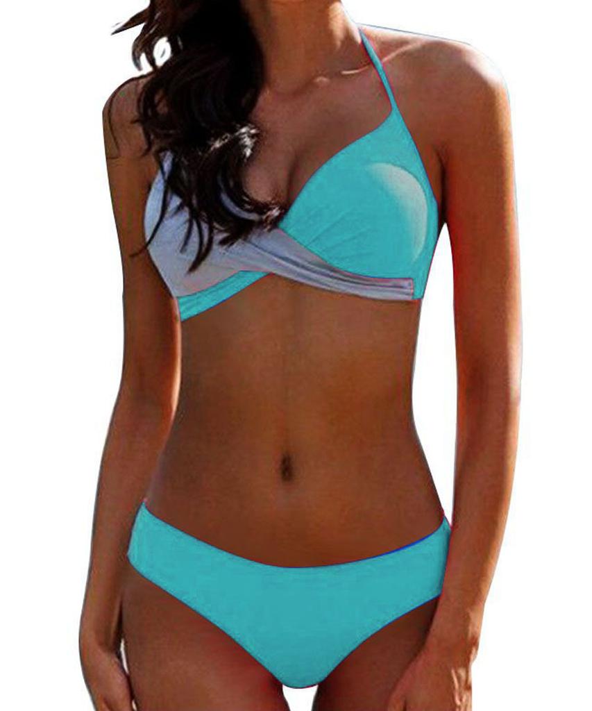 1011 new European and American style split swimsuit set, sexy strap printing personalized bikini two-piece set