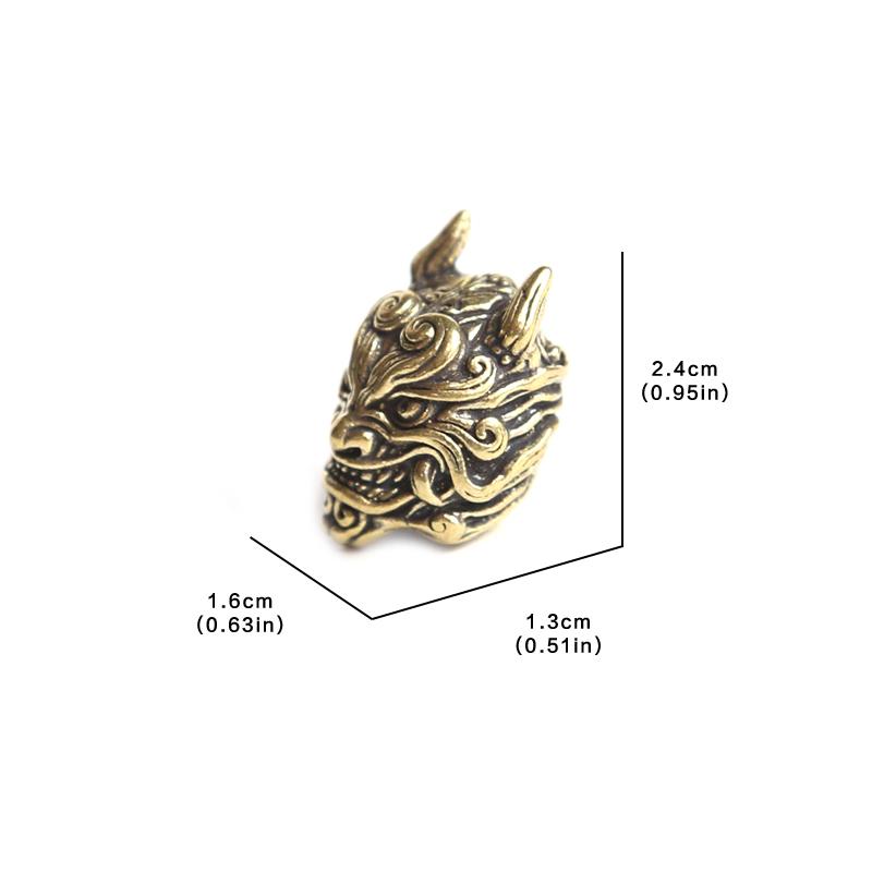 Mahakala Head Sculpture Brass Knife Beads EDC Outdoor DIY Paracord Accessories Handmade Woven Bracelet Lanyard Pendants Hangings