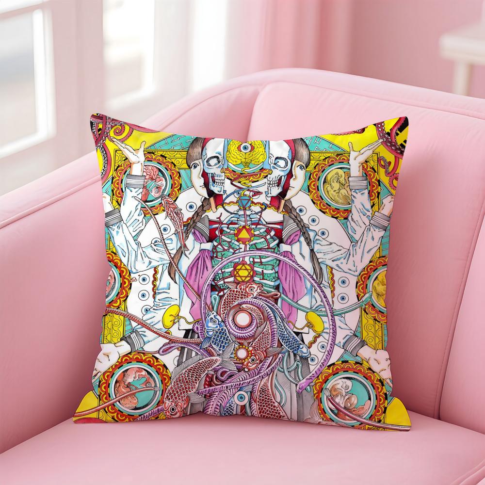 Funny SShintaro Kago Art Cushion Cover Pillowcase Short Plush Invisible zipper Room Sofa Cushion Cover