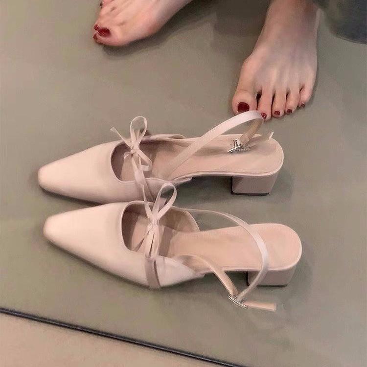 Summer Cover Toe Women Sandals Casual Butterfly-knot Shoes Ladies Elegant Dress Thick Heel Sandalias