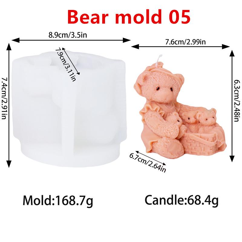

3D Cute Cat Cartoon Bear Silicone Candle Mold Diy Family Three Bears Handmade Soap Plaster Ice Cube Mould Birthday Party Gift