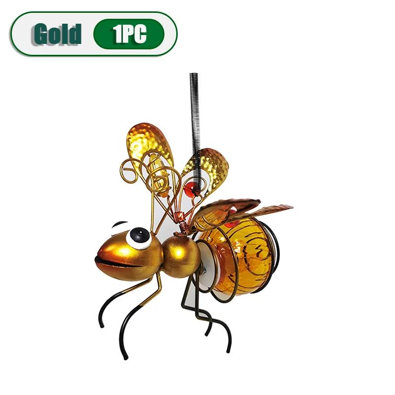 

6 шт. Подвесные солнечные фонари в виде пчел, Металлические фонари с пружинным отскоком, Декор для сада, Двора, Веранды, Солнечные фонари в виде насекомых, Украшение для дома