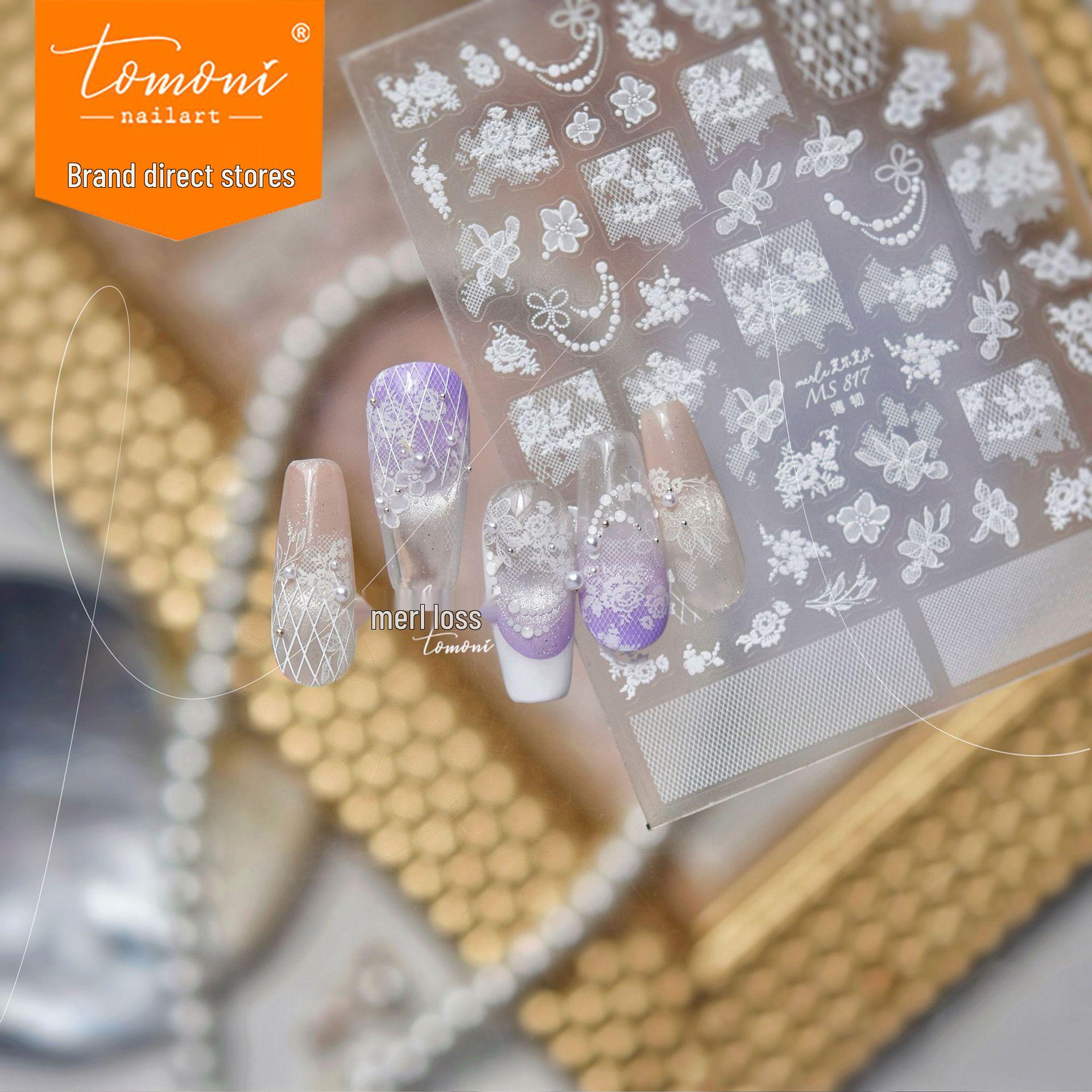 

Tomoni: Thin & Durable Nail Stickers - Advanced Lace Flower Designs, Mixed Styles