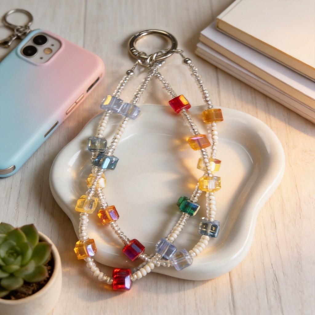 Pvc Colorful Flower Phone Lanyard With Keychain For Women And Men Outdoor Use