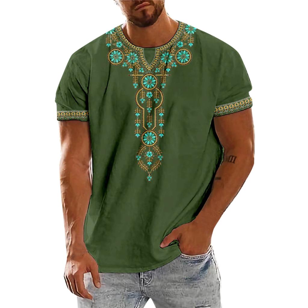 T-Shirt Homme Manches Courtes Imprimé Été Col Rond Haut Sweat-Shirt Décontracté