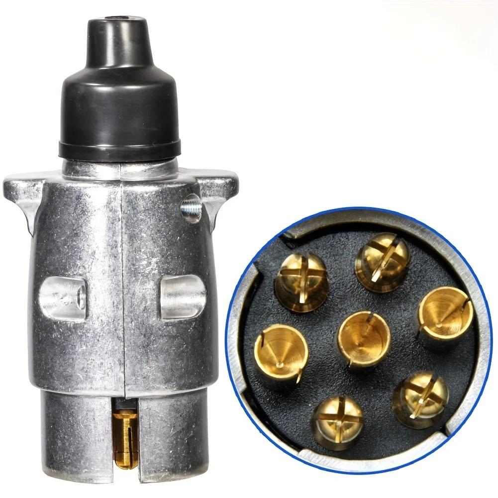 7 Pin Towbar Trailer Socket Metal Aluminium Alloy Towing 12V Round Adapter Car Lights Connectors for Boats Truck Caravan