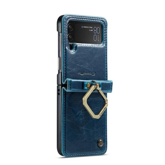 Leather Protection Phone Case For Samsung Galaxy Z Flip4 Flip 4 5g Zflip4 Non -Slip Phone Strop Ring Cover For Samsung Flip4