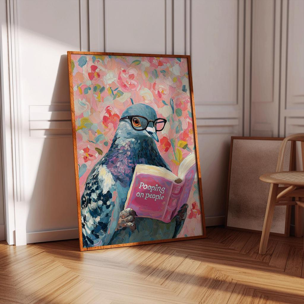 Animal Reading Book Wall Decor Poster, Funny Cat Print, Animal Reading Funny Book Art, Humorous Animal Art Home Decor Gift