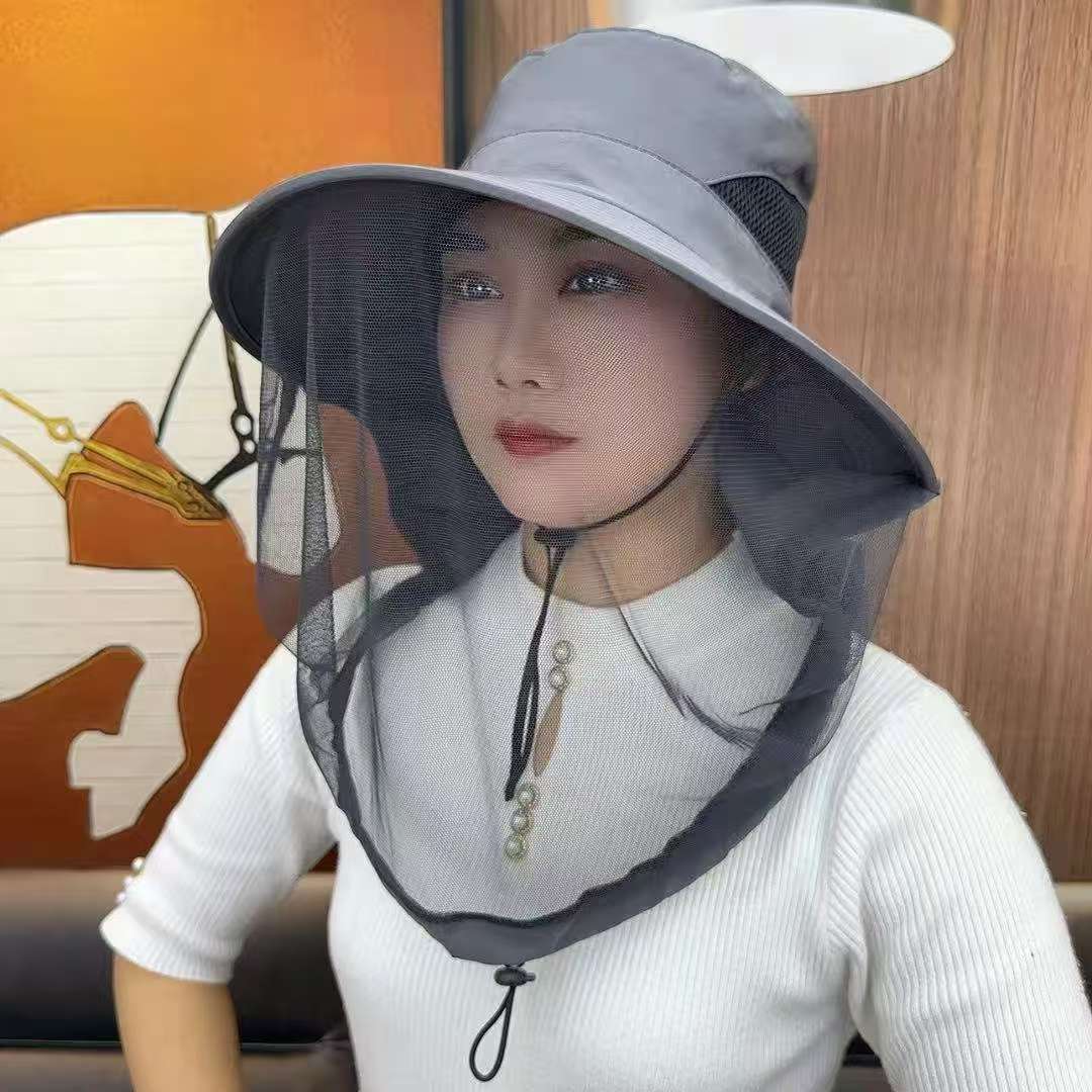 

Anti-mosquito hat, outdoor fishing hat, men s face cover, sunscreen hat, breathable mesh mask, night fishing anti-insect, anti-bee hat, large brim