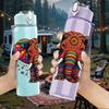 1PC Tribal Floral Elephant 750ml Color Plastic Sports Water Bottle Leakproof Flip Straw Lid Suitable for Sports Office Home Use