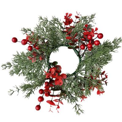 Christmas Ornament Candlestick Wreath Garland Pine Needle Simulated Red Berry Decorations Holiday Party Supplies