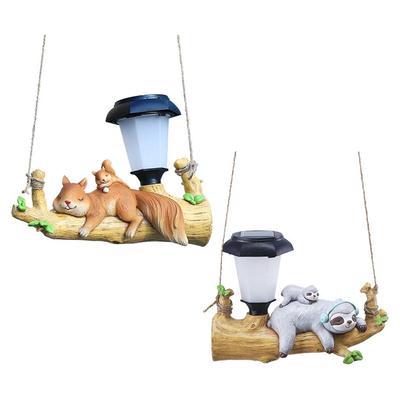 Resin Figurine Garden Pendant Solar Light Lawn Garden Vivid Statues Hanging Lamp