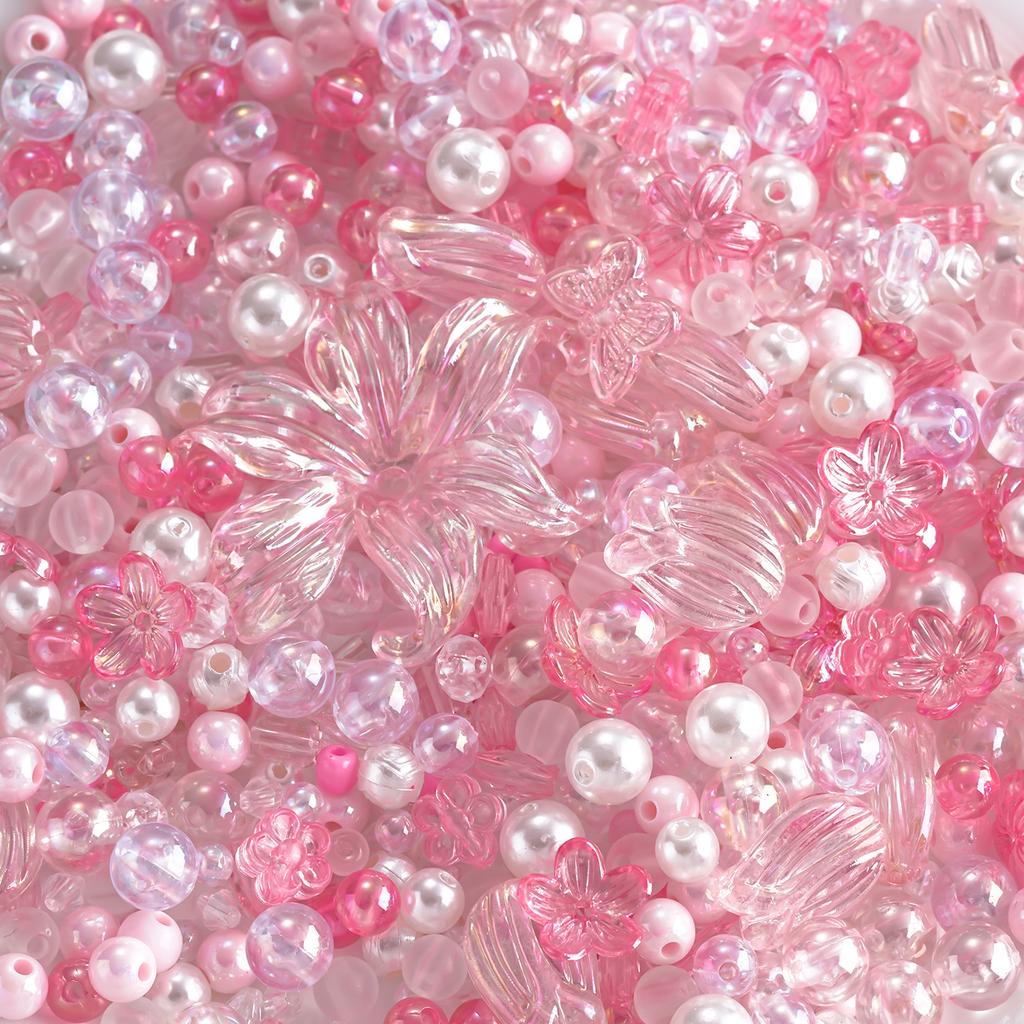 Acrylic Mixed Beads, Transparent Loose Beads DIY Beaded Pendant Jewelry Material