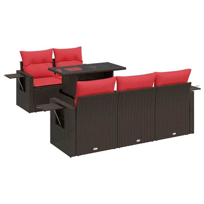 VidaXL Garden Lounge Set with Cushions 6 Pcs Brown Braided Resin Acacia 3326415
