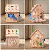 Wooden Children's Montessori Early Education LED Light, Sound and Light Busy House Mechanism, Unlocking Power Switch, Educational Desktop Toy
