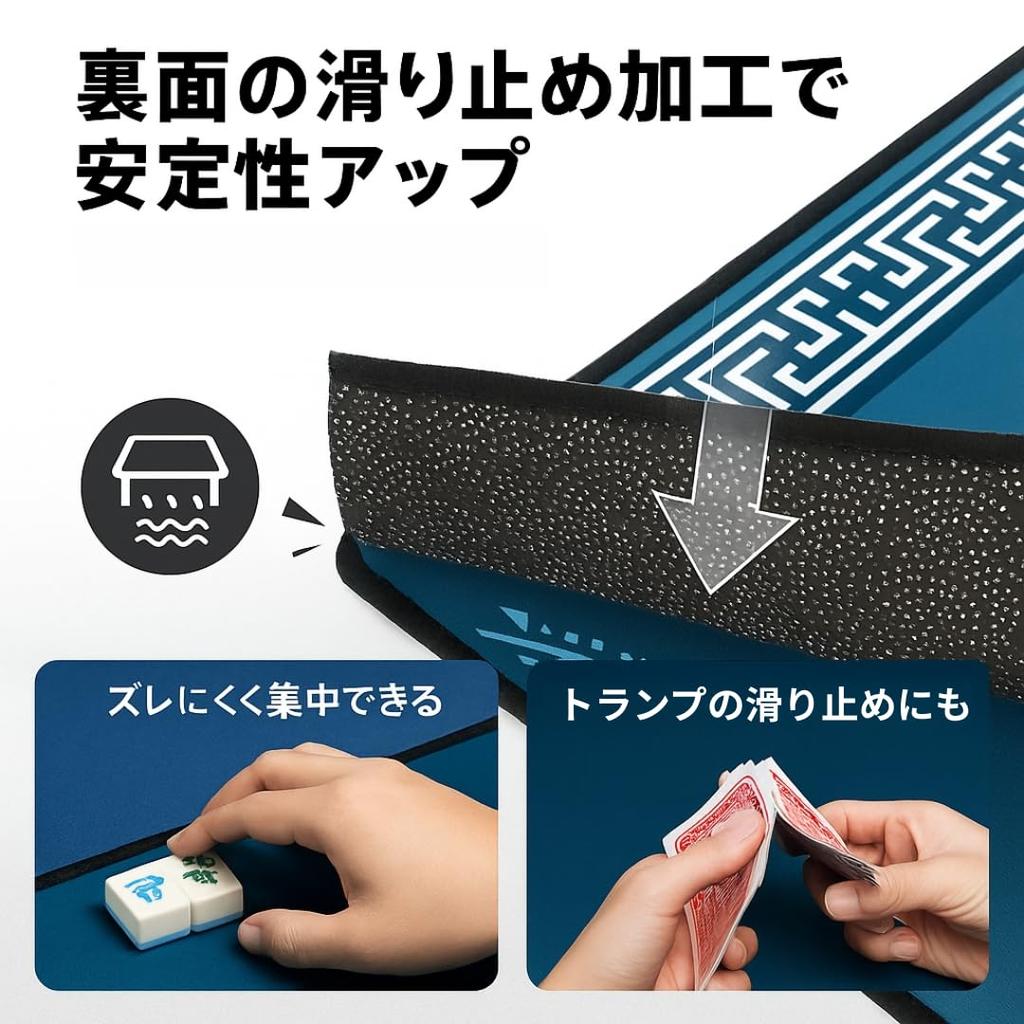 Card Game Play Tabletop 80x80cm Mahjong, Poker, Magic, Mat, Cover, Stain-Resistant, Sound-Dampening, Non-Slip, (Blue 2) [Used]
