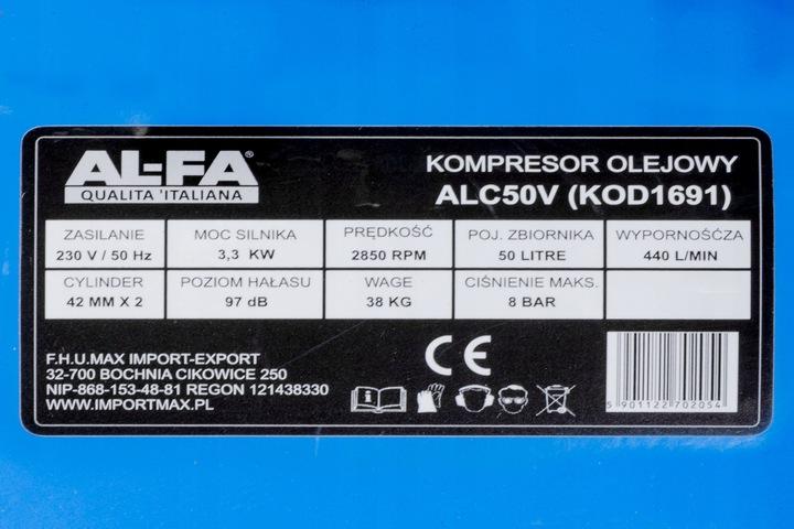 Kompresor Olejowy Sprężarka Powietrza Pompa Tłokowa 50L V2 Mocny Wydajny