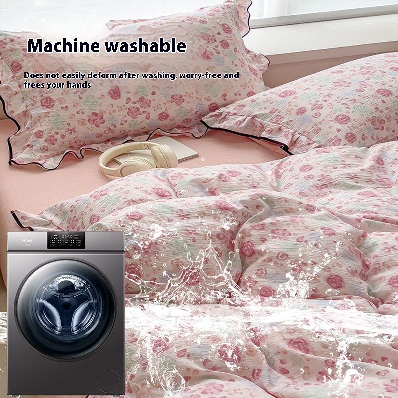 Lace Bed Four-piece Set, Skin-friendly Cloud-feeling Thin Quilt Cover, Bed Sheet Quilt Cover Three-piece Set