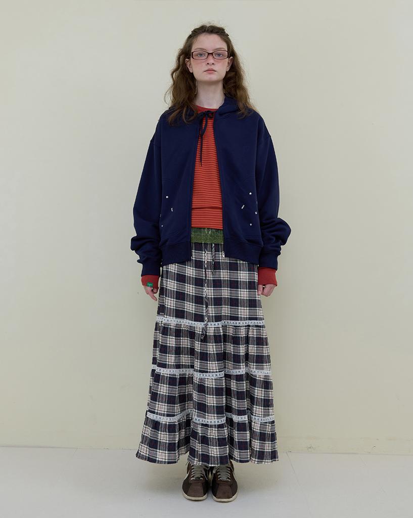 Nokeontencheu 248. Check Tiered Long Skirt _ Check