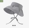 Xiaohongshu Age-reducing Plaid Empty Top Hat Women's Spring and Summer Big Brim Travel Sun Protection Visor Sun Hat