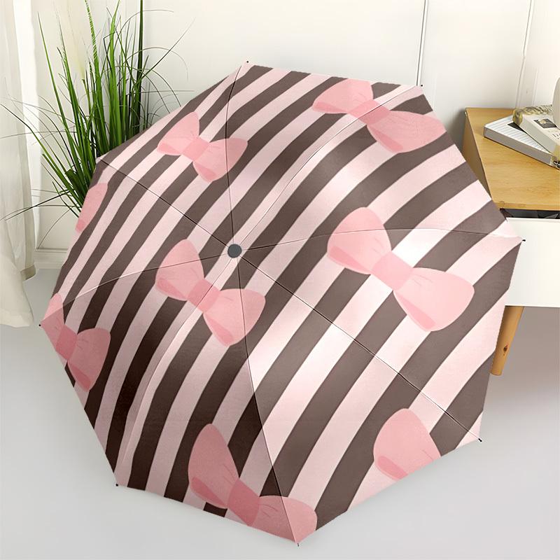 1pc Bowtie Stripes Automatic Open/Close Umbrella - All-Season Portable Umbrella for Women/Men, Highquality Fabric yy251213097