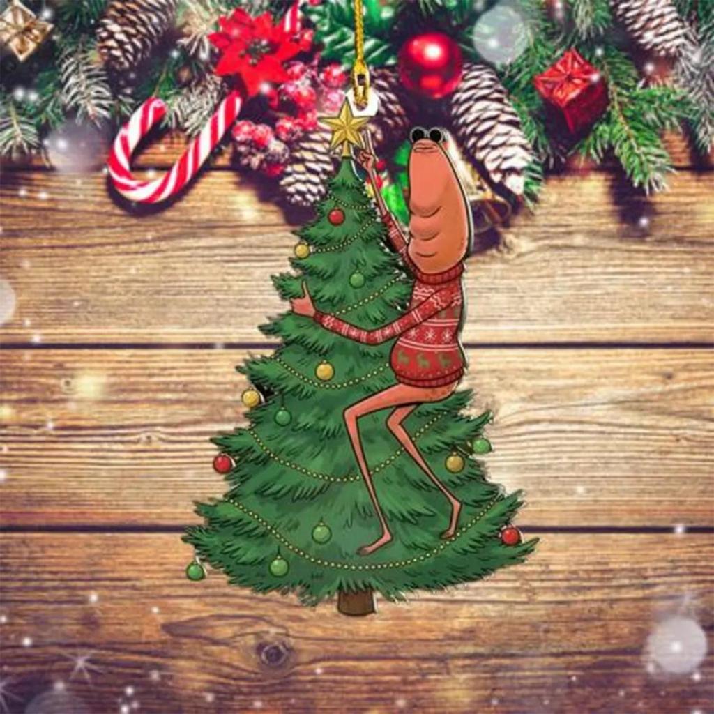 Christmas Festival Christmas Tree Pendant Fun Worm Christmas Pendant Creative Single sided Acrylic Hanging Pendant for Wall