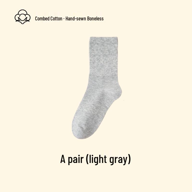 Women's Mid-Calf Summer Thin Socks - Anti-Pilling, Versatile, Sweat-Wicking, Odor-Resistant, Long-Staple Cotton, Solid Color.