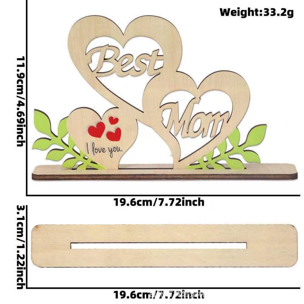 Mother's Day Wooden Decoration Freestanding MOM Letter Table Decor Parent's Day Desk Sign Heartfelt Message Wooden Mom Plaque